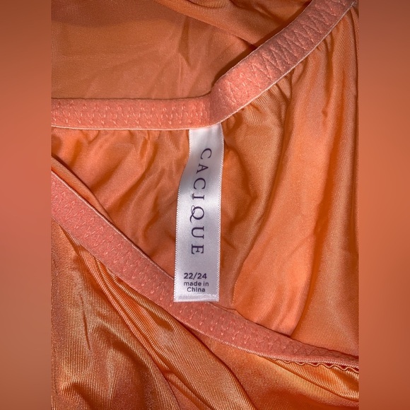 Cacique Orange Draped Women's tank Top satin side ruched criss cross back 22/24 - Picture 5 of 6